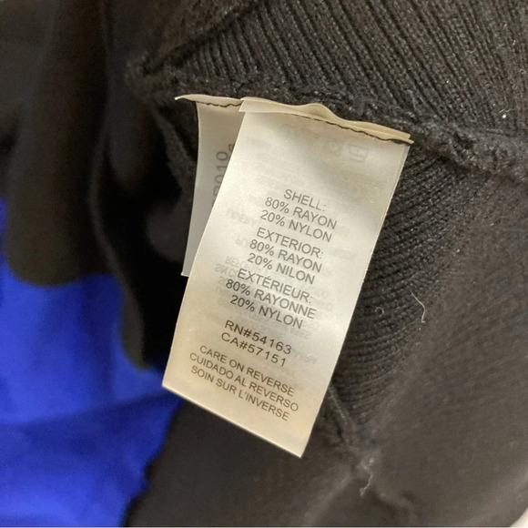 Calvin Klein Blue Black Round Neck Stretch Tight Knit Asymmetric Sweater XL - Picture 7 of 9